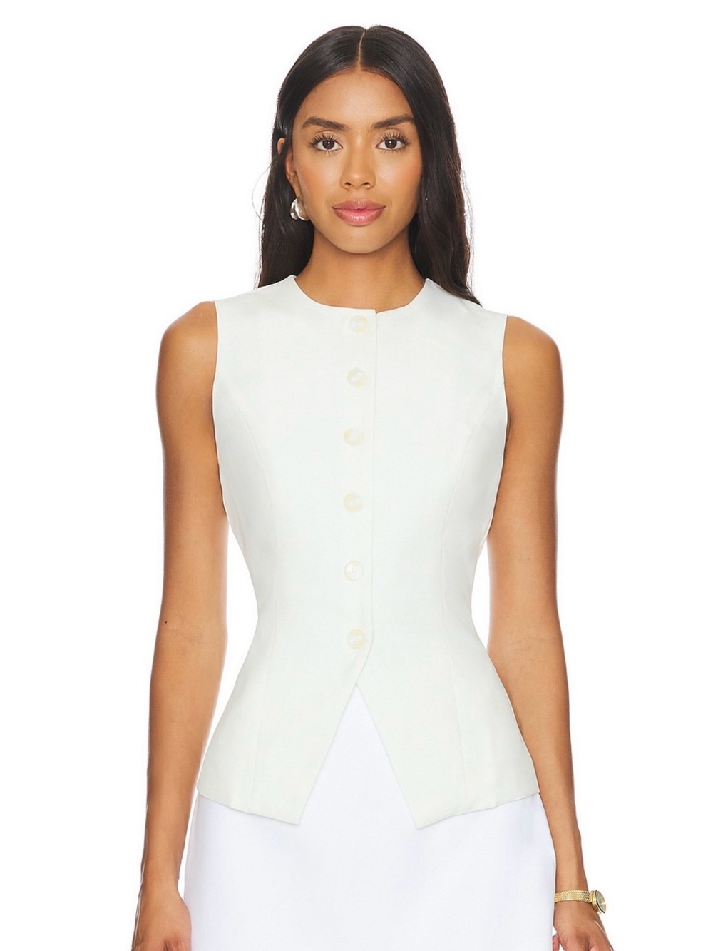 SNDYS Emiliana White Button-Front Top